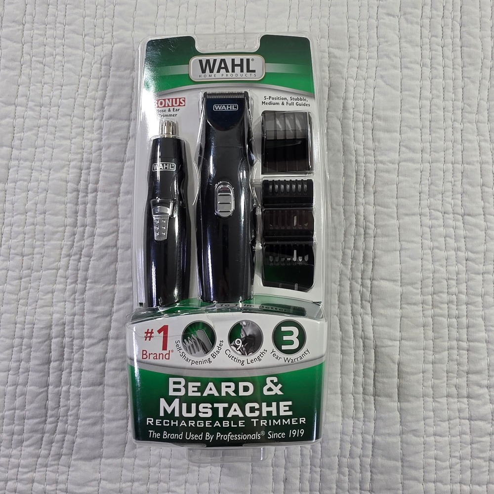 Wahl Beard Mustache Rechargeable Trimmer Nose Ear Hair Grooming Kit NWT 9916-817